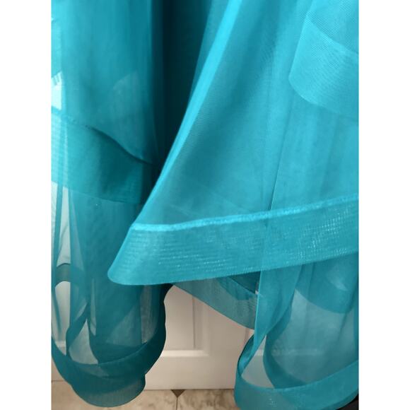 City Triangles Maxi Skirt Junior Teen 9 Teal Sequin Tiered Prom Formal Party NEW - Picture 5 of 12